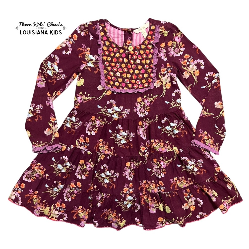 Matilda Jane 6Y Make Believe Twirl Me Burgundy Floral Dress